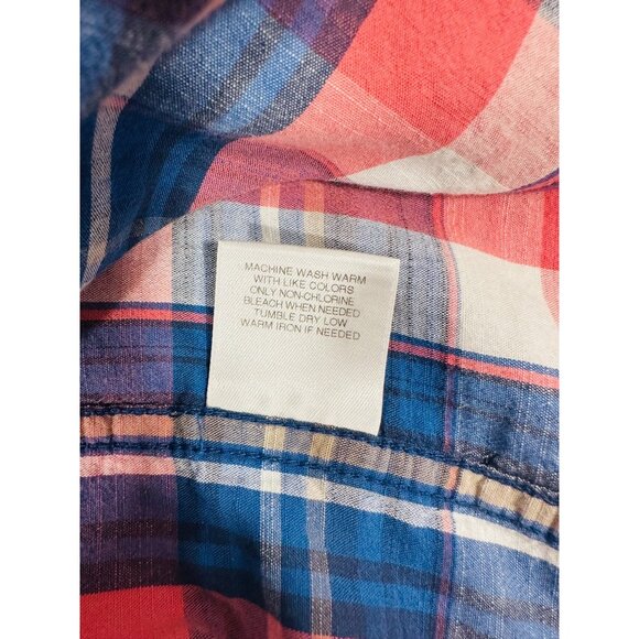 Cremieux Classics Mens XL Plaid Short-Sleeve Button-Up Shirt 100% Cotton Red & B - Picture 4 of 14